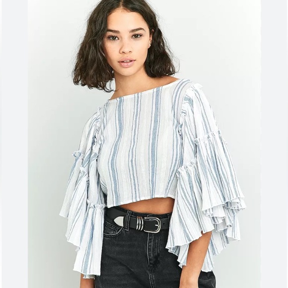 Urban Outfitters Tops - Kimchi Blue Raine Striped Festival Top Butterfly Sleeve Urban Outfitters Small